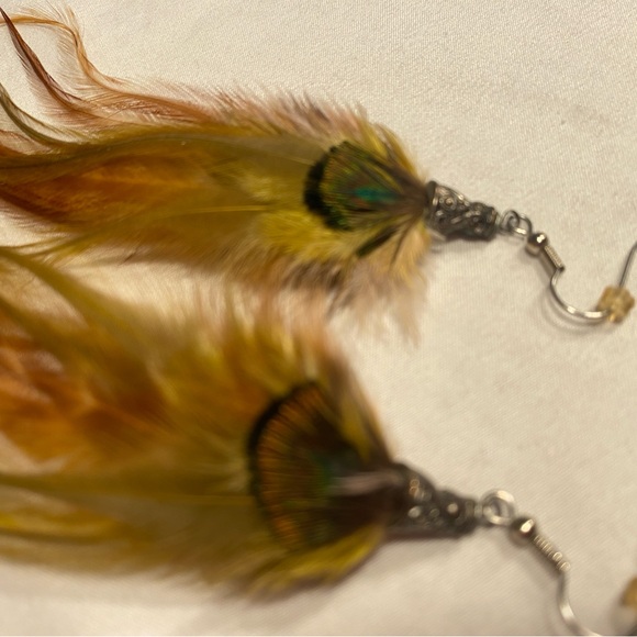 Feather Earrings in Earthy Tones - Picture 2 of 6